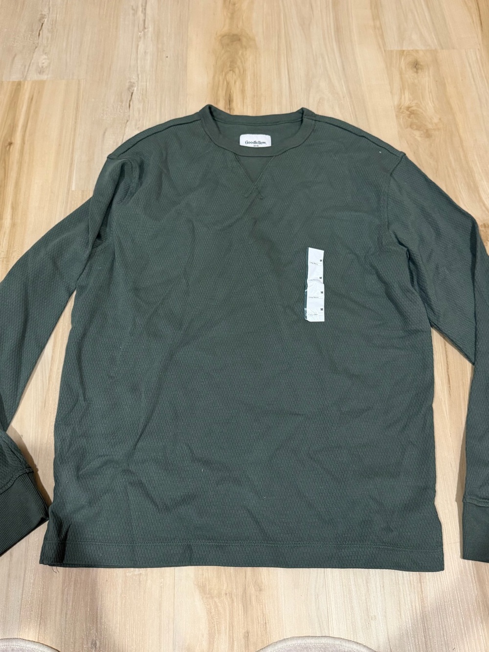 Goodfellow & Co Men's Long-Sleeve Waffle Crewneck Shirt - Olive Green